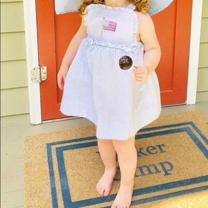 Little English. Adjustable Seersucker Flag Dress